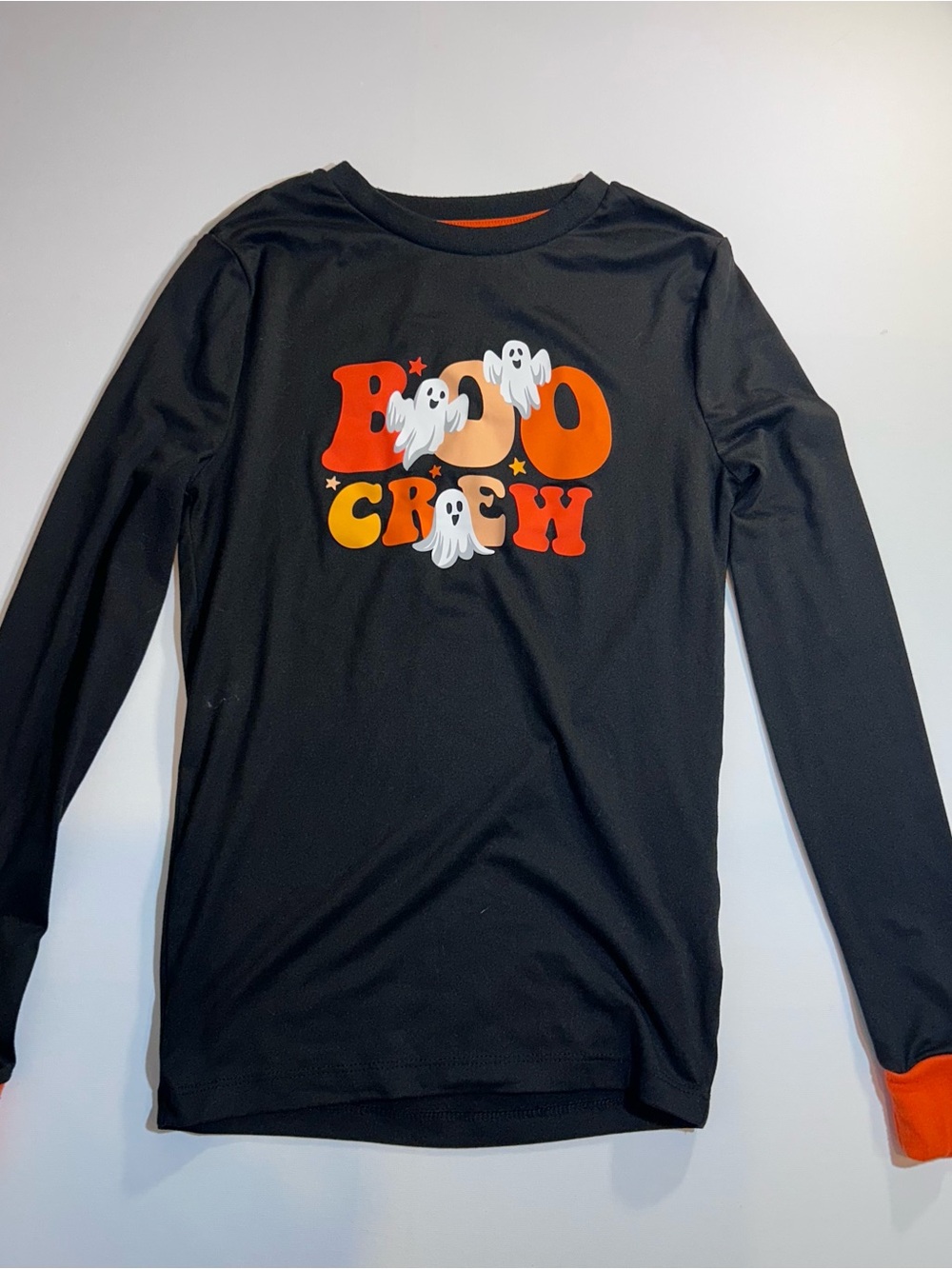 Kids Long Sleeve Boo Crew Graphic Tee - Black & Orange